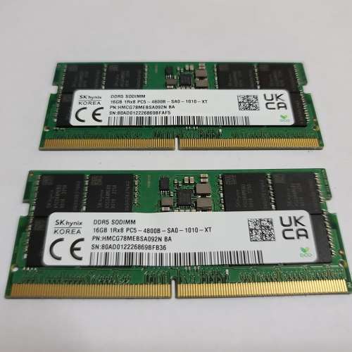 SK hynix KOREA 32G DDR5 4800 Mhz SODIMM NOTEBOOK RAM (剛在新Lenovo legion 5i ...