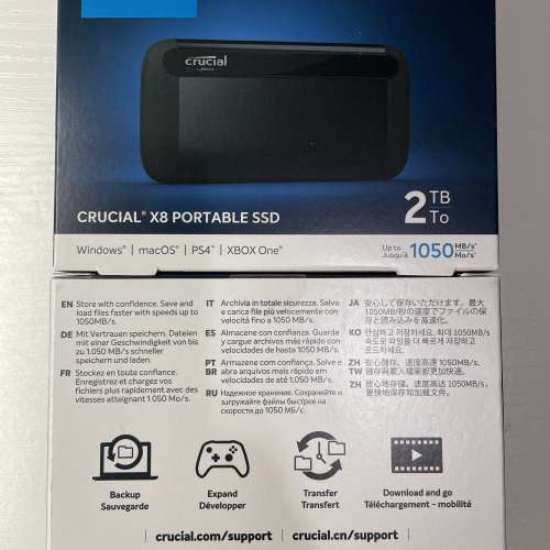 全新 Crucial X8 2TB Portable SSD (1050MB/sec)