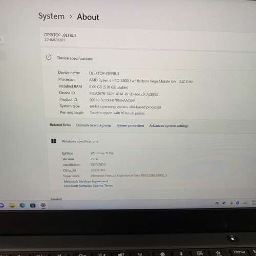 Lenovo Thinkpad X395 AMD Ryzen R5 3500u, 8GBram 256GB Ssd  13 inch Touch screen