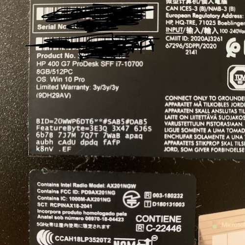 在保98%新、 HP 400 G7 ProDesk SFF、i7-10700  2.9GHz、16G Ram、1 TB NVMe、WiFi...