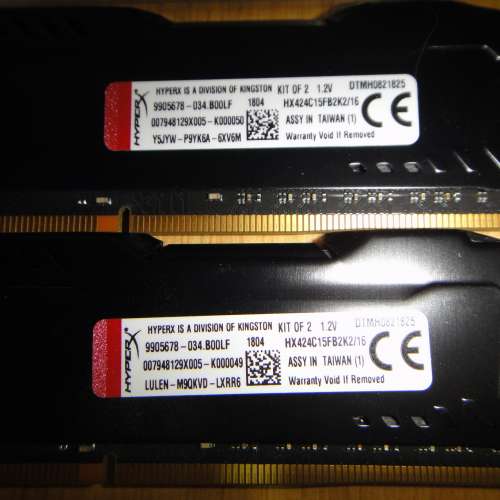 Desktop Ram Kingston 8GBx2 DDR4 2400 共16GB