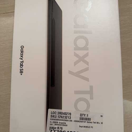 Samsung galaxy tab s8+ 黑色 wifi 256gb 全新