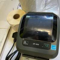 Zebra CP450 thermal printer with stickers