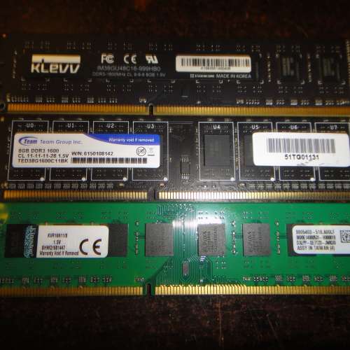 Desktop Ram DDR3 1600 8GB單條 Kingston  KLEVV  TEAM