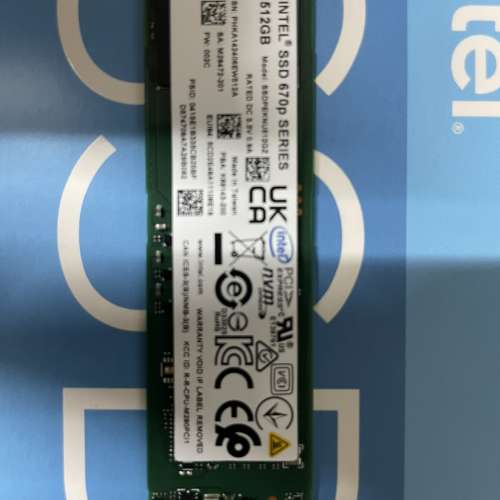 Intel 670P 512GB SSD x2, warranty until Nov 2027