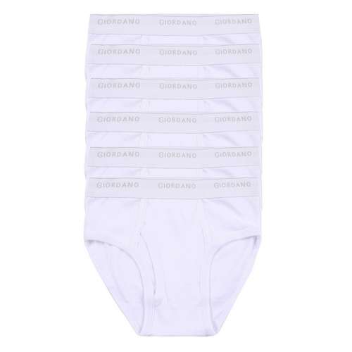 全新未開封 Giordano 男裝白色棉質三角內褲 L碼 (六條裝)