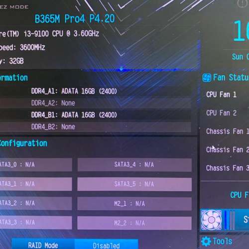 i3 9100+As rock B365M Pro4 +Adata 32GB Ram