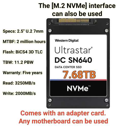 WD SN640 8TB/7.68TB SSD U.2 (M.2) NVME 2.5” Enterprise