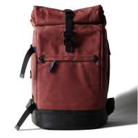 【6折】 compagnon "the backpack “ 紅色蠟帆布 拼 黑色皮 背囊