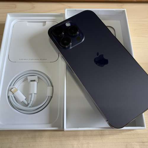 iPhone 14 Pro Max 256GB 暗紫連原廠leather case