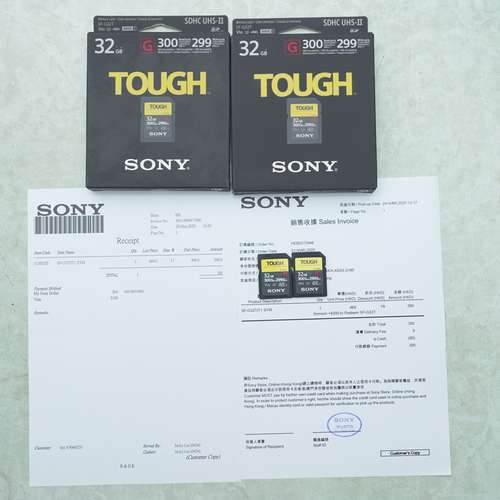 兩張Sony SF-G TOUGH 32G UHS-II SD 卡