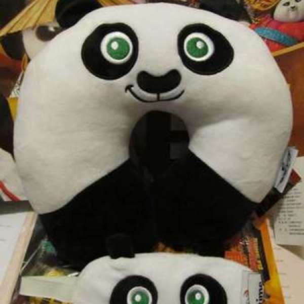 長途機必備 - 功夫熊貓頸枕，眼罩 (全新)