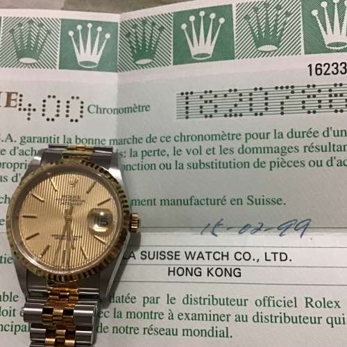 Rolex 18k金綱1999出廠 12633 #有証95%新$62000，有意，