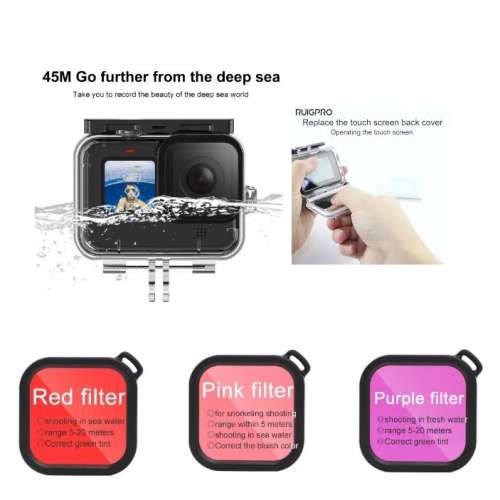 Waterproof Housing Case With Lens Filter For GoPro Hero 12 Black 防水殼連濾鏡套...