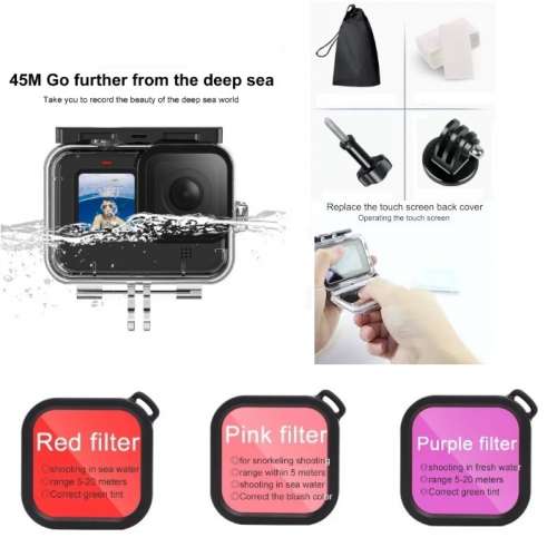 Waterproof Housing Case With Lens Filter For GoPro Hero 12 Black 防水殼連濾鏡套...
