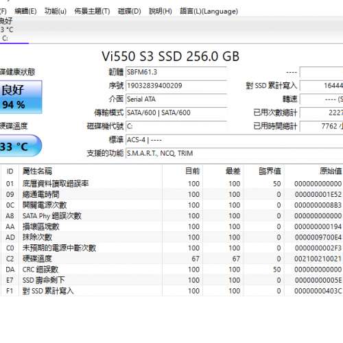 94% 新 Verbatim 256GB SSD 2.5" SATA III (6.0Gb/s)