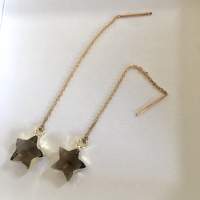 Star shaped smokey quartz drop earrings