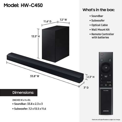 Samsung CSeries HWC450 2.1ch Soundbar 二手或全新揚聲器, 影音產品