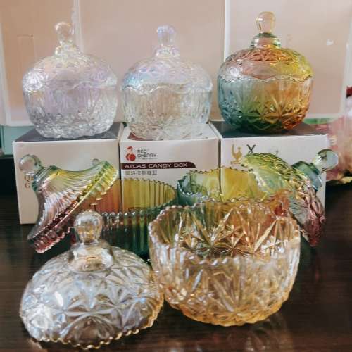 特價$30/每個 - 歐式玻璃糖果罐，客廳乾果，零食點心盒，玻璃收納罐，方糖罐