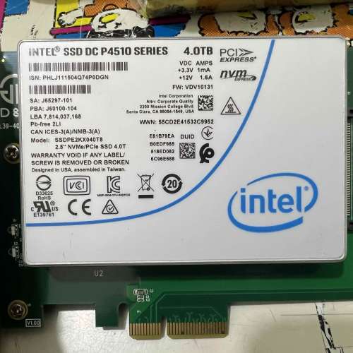 Intel SSD DC P4510 SERIES 4TB 企業級 Nvme ssd 連Pcie接口
