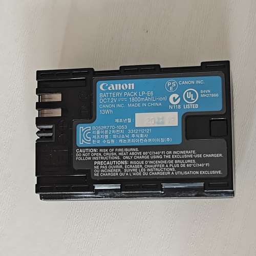 Canon原廠LP-E6 , LP-E6NH (for 適用型號包括 EOS R5、R6、R、Ra、EOS 5D III, 5D ...