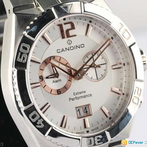 Candino alarm(卡天龍鬧錶)石英鋼腕錶.