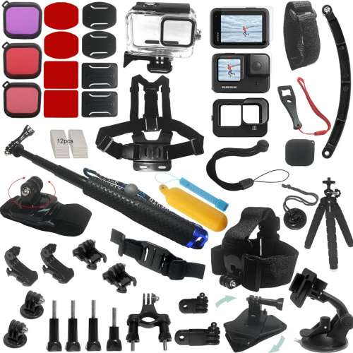 43 in 1 Waterproof Housing Case With Extension Pole Kit For GoPro Hero 12 浮潛...