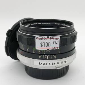 98% New Minolta 55mm F1.7手動鏡頭, 深水埗門市可購買