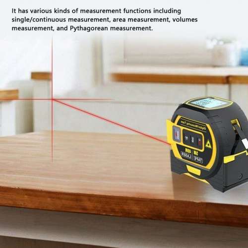 Laser Rangefinder 3-in-1 w/cross-marking function, Laser Ranging + 5m Tape w/LCD