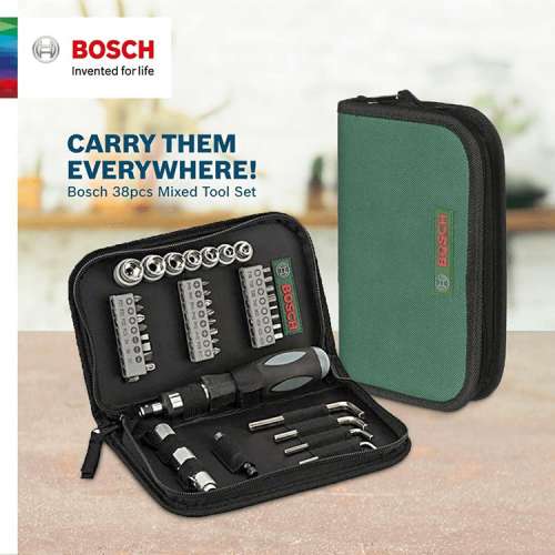 Bosch 38-in-1 (Ratchet TYPE Handle)  - BLUE handy Pouch Repairing Tool Access.