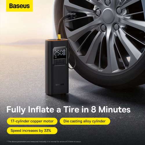 Baseus SuperMini Pro Wireless (17-Cylinder Alloy Air Pump, Large LCD Dig.Display