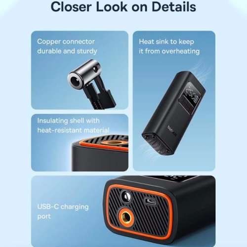 Baseus SuperMini Pro Wireless (17-Cylinder Alloy Air Pump, Large LCD Dig.Display