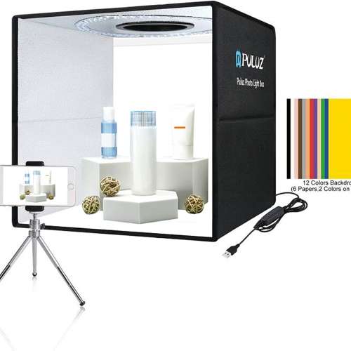 Photo Studio Box, PULUZ (Large 40x 40cm)Foldable Lightbox with LED Ring Light