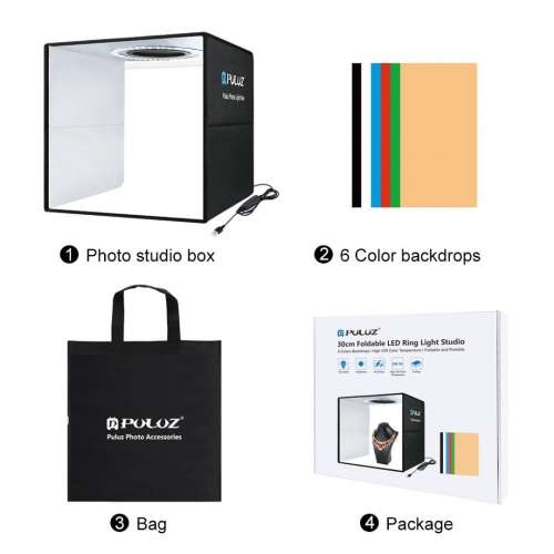 Photo Studio Box, PULUZ (Large 40x 40cm)Foldable Lightbox with LED Ring Light