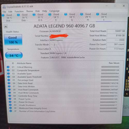 ADATA Legend 960 Max 4TB Gen4x4 SSD 港行