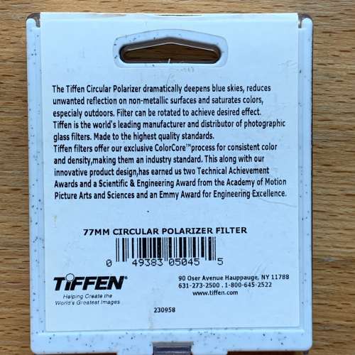 Tiffen 77mm Circular Polarizer Filter