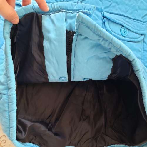 全新粉藍色長款夾棉大褸 外套 連帽保暖棉衣 大衣 上衣 長褸