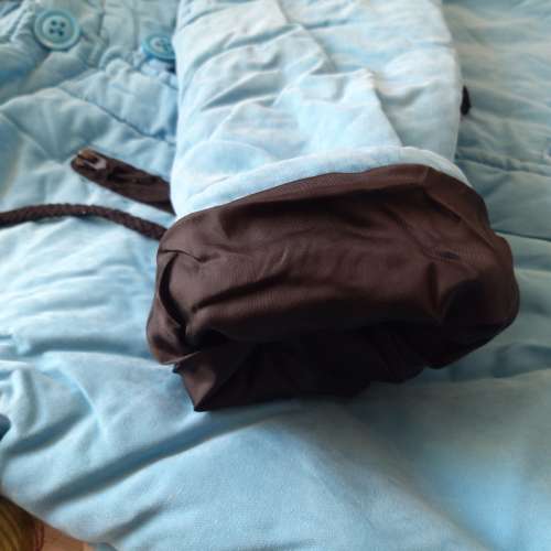 全新粉藍色長款夾棉大褸 外套 連帽保暖棉衣 大衣 上衣 長褸