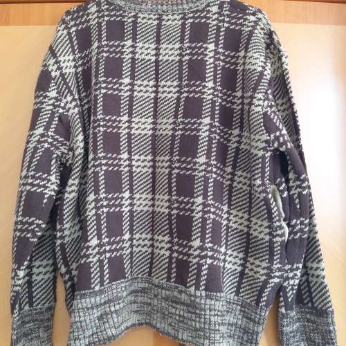 全新赫宿慵懶風格紋毛衣 外套 秋冬復古寬鬆 V領單排扣針織衫