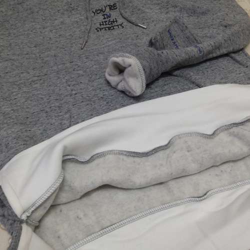 全新假兩件字母刺繡加絨連帽運動休閒衛衣 套頭衛衣 加絨衛衣 上衣