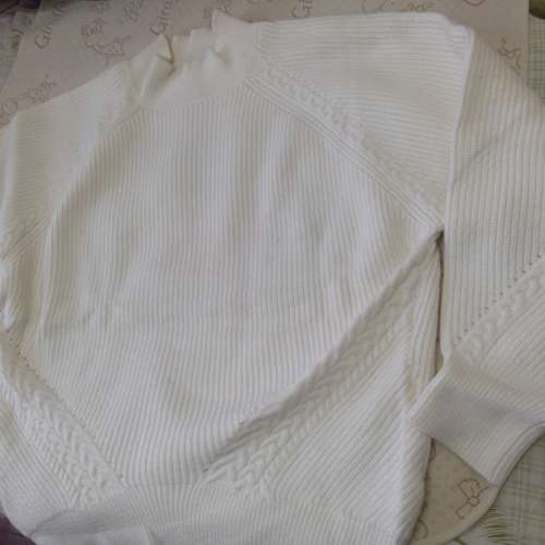 全新赫宿白色套頭加厚毛衣 寬鬆麻花針織衫 高領長袖毛衫 上衣 毛衣