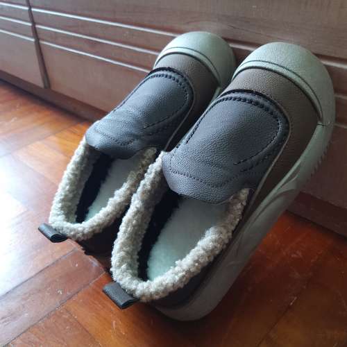 全新軟皮一腳蹬加絨毛毛鞋 棉鞋厚底休閒鞋 冬季鞋 保暖鞋