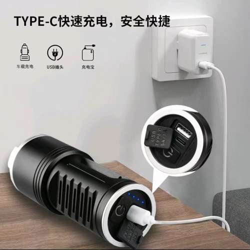 可變焦距白激光電筒40w.最大射程1km. USB-C直接充電. Flashlight 🔦 Power Bank Torch