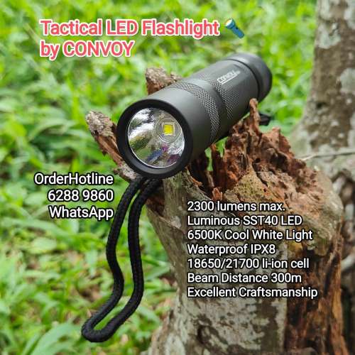 戰術強光電筒（不包括鋰電池&充電器）兼容21700或18650鋰電Convoy Flashlight 🔦 T...