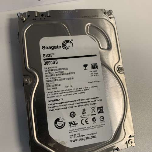 3TB 3.5吋 seagate hard disk