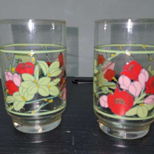 1980年時代 Sasaki Toyko 日本 東洋佐佐木 花卉印花圖案 絶版 玻璃杯 8隻一套價 裝...