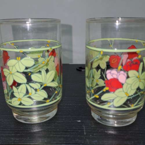 1980年時代 Sasaki Toyko 日本 東洋佐佐木 花卉印花圖案 絶版 玻璃杯 8隻一套價 裝...