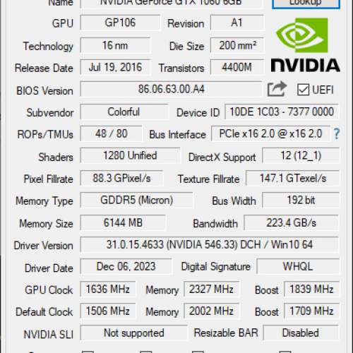 GTX 1060 6GB 1066