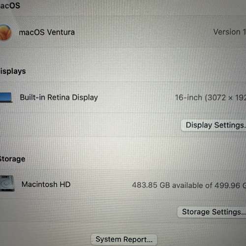 MacBook Pro 16” 2019/ i7-2.6 GHz/ 32GB/ 512 SSD