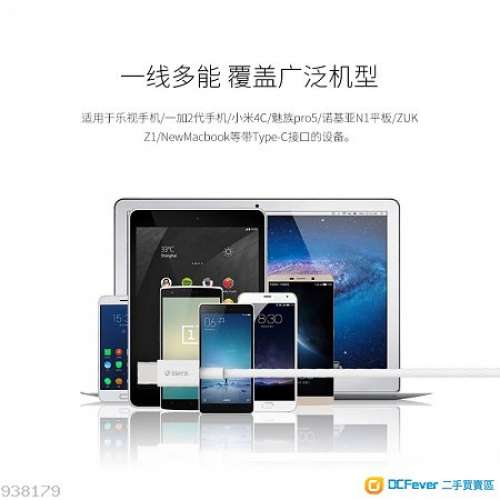 ORICO 雙Type C快速數據充電線（1/1.5M)